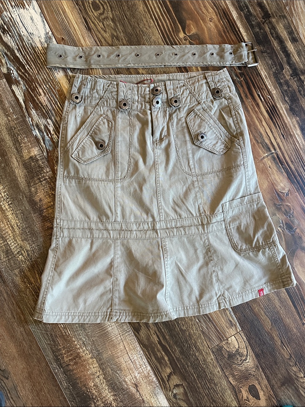 Esprit Beige A-Line Utility Skirt with Matching Belt